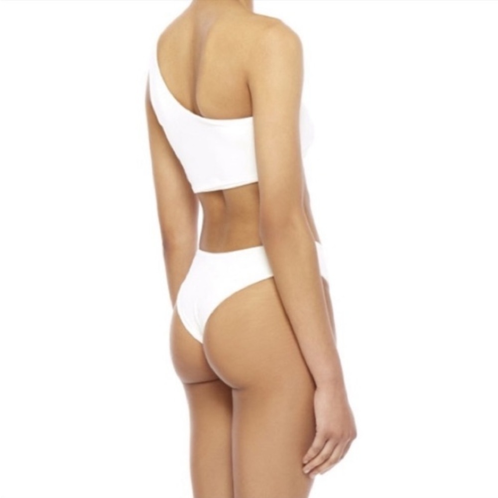 Aexae Swim NWT 2-Piece One Shoulder Bikini Swimsuit Black M Bottom L Top Classic - Picture 3 of 15